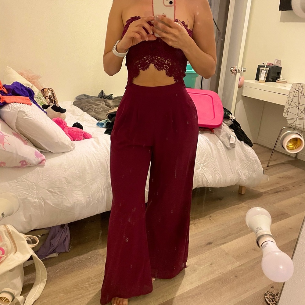 Burgundy jumpsuit